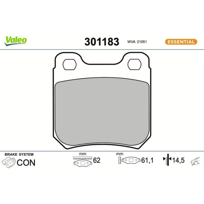 301183 Valeo Bremsbelagsatz 301183 301183 Valeo Bremsbelagsatz 301183