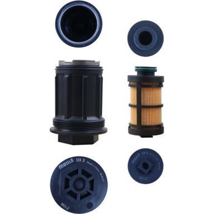 MAHLE AdBlue-Filter UX 3KIT, Filtereinsatz, Höhe 98,5 mm – u. a. für Mercedes-Benz Vario Pritsche/Fahrgestell (B670, B668, B667), Mercedes-Benz Vario Kasten (B667, B670, B668), Mercedes-Benz Actros Mp2 / Mp3 – OE Nummer 0001420089 - l