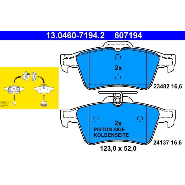 ATE Bremsbelagsatz Renault Hinterachse Laguna 01 13.0460-7194.2 ATE Bremsbelagsatz Renault Hinterachse Laguna 01 13.0460-7194.2