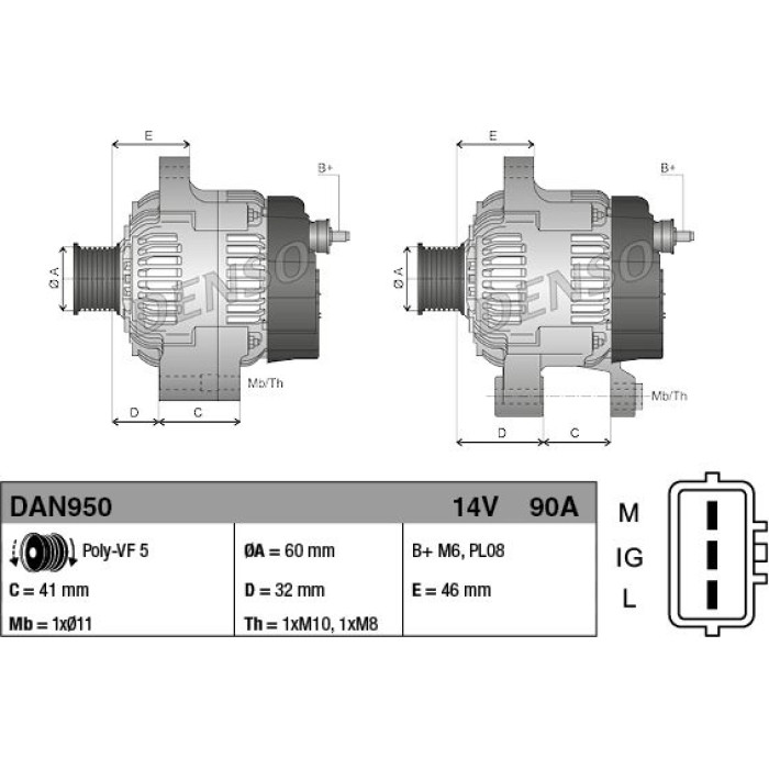 Denso Lichtmaschine DAN950 Denso Lichtmaschine DAN950