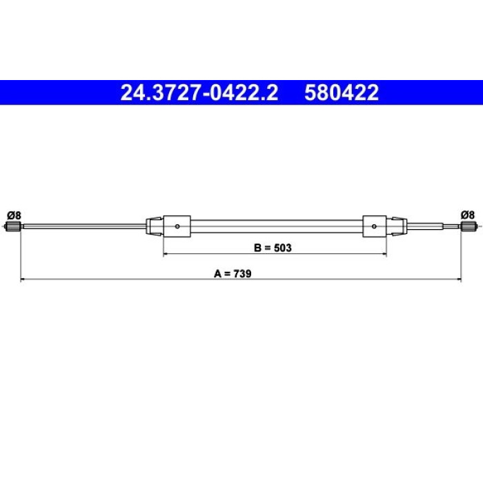 ATE Handbremsseil 24.3727-0422.2 ATE Handbremsseil 24.3727-0422.2