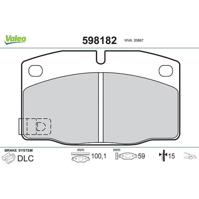 Valeo Bremsbelagsatz 598182 Valeo Bremsbelagsatz 598182