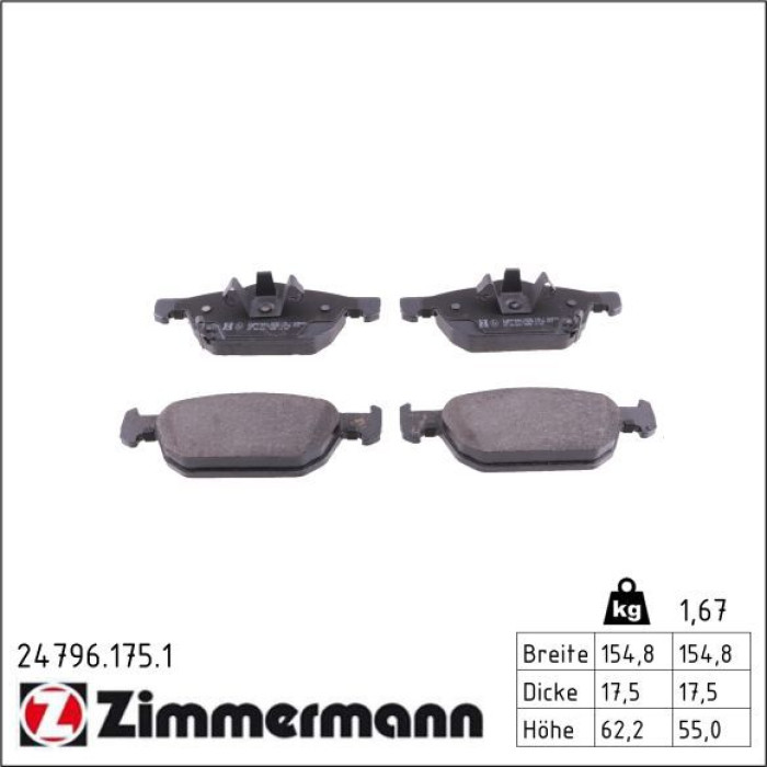 ZIMMERMANN Bremsbeläge 24796.175.1 ZIMMERMANN Bremsbeläge 24796.175.1