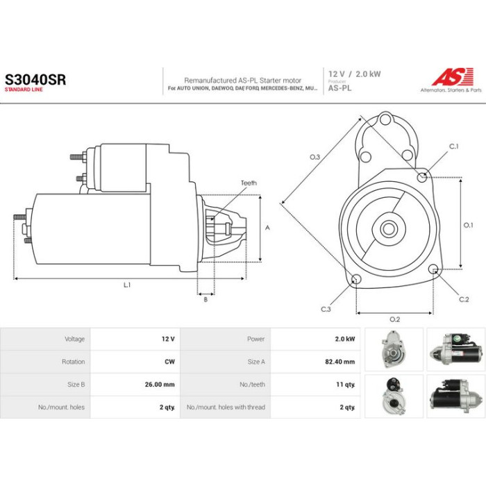 AS-PL Anlasser S3040SR AS-PL Anlasser S3040SR