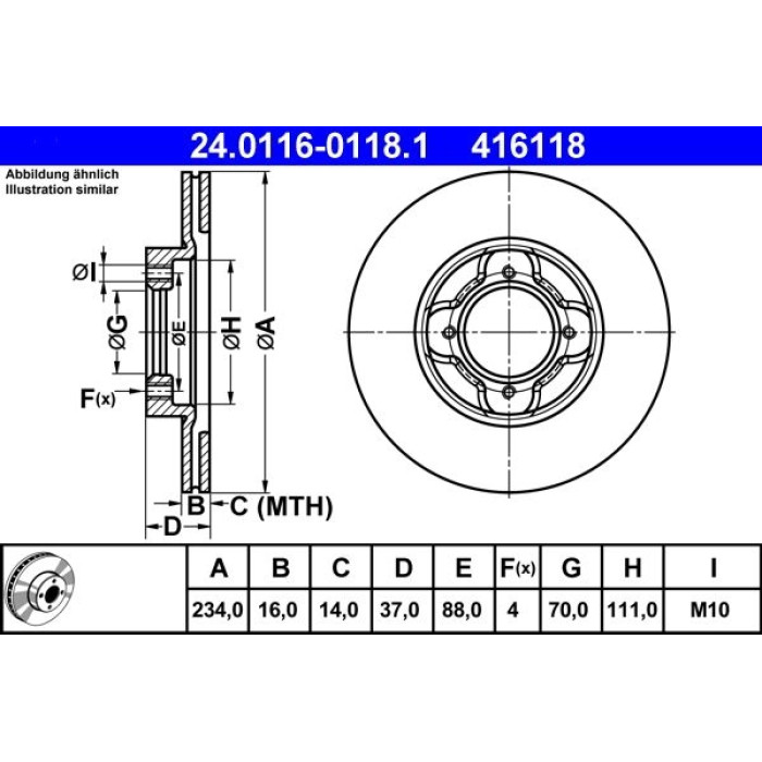 ATE Bremsscheibe 24.0116-0118.1