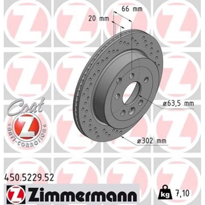 Zimmermann Bremsscheibe Hinterachse Sport 450.5229.52 Zimmermann Bremsscheibe Hinterachse Sport 450.5229.52