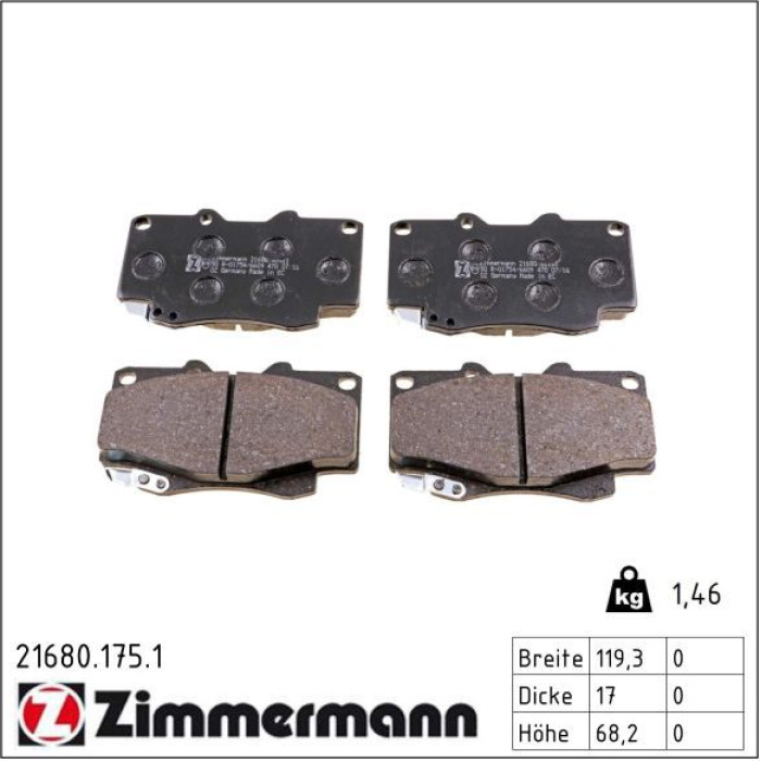 21680.175.1 ZIMMERMANN Bremsbeläge 21680.175.1 21680.175.1 ZIMMERMANN Bremsbeläge 21680.175.1