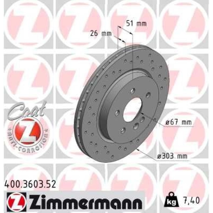 Zimmermann 15 481 037 Sport Bremsscheibe Vorderachse Sport 400.3603.52 Zimmermann 15 481 037 Sport Bremsscheibe Vorderachse Sport 400.3603.52