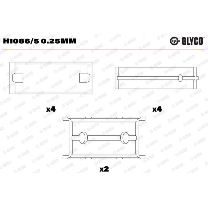 GLYCO Kurbelwellenlager H1086/5 0.25mm