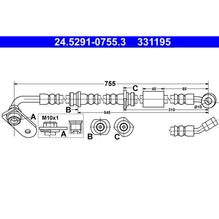 ATE Bremsschlauch 24.5291-0755.3 ATE Bremsschlauch 24.5291-0755.3