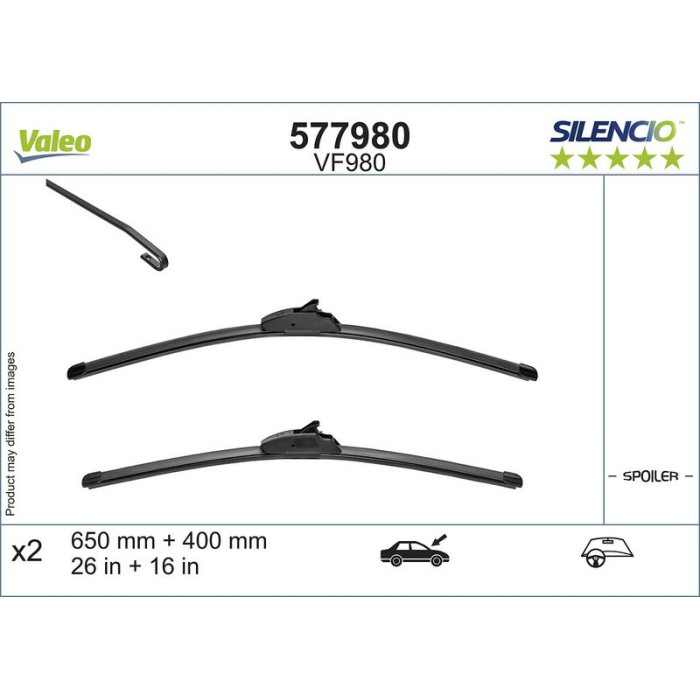 Valeo Scheibenwischer 577980 - Silencio Flat Blade Set Valeo Scheibenwischer 577980 - Silencio Flat Blade Set