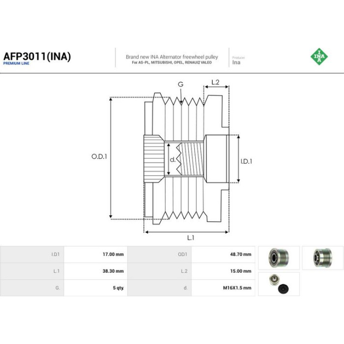 AFP3011(INA) AUTOSTARTER Lichtmaschinenfreilauf AFP3011(INA) AFP3011(INA) AUTOSTARTER Lichtmaschinenfreilauf AFP3011(INA)