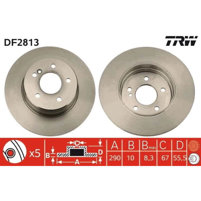 TRW Bremsscheibe Mercedes-Benz W202/210 200-430E 94 DF2813 TRW Bremsscheibe Mercedes-Benz W202/210 200-430E 94 DF2813