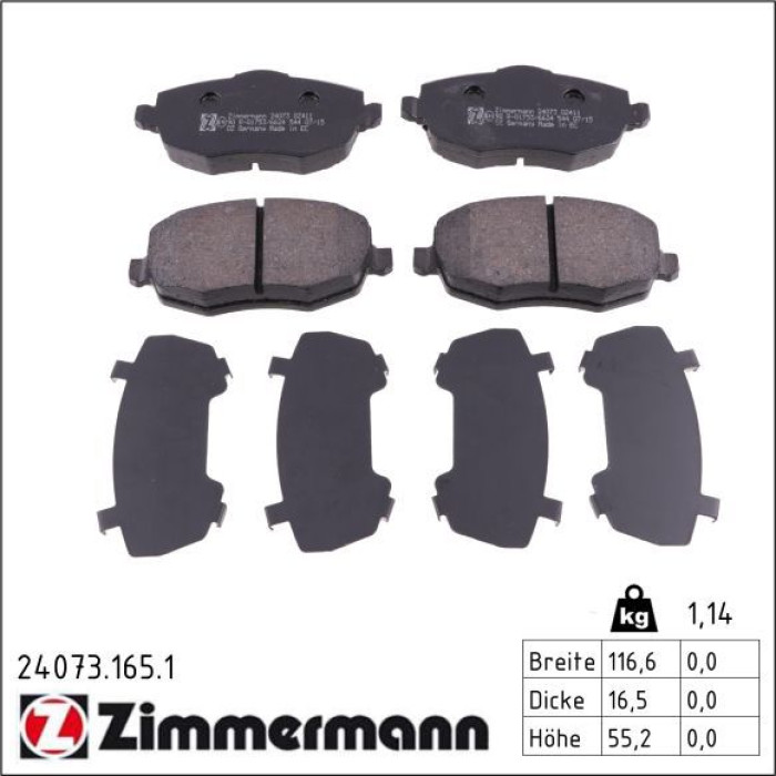 ZIMMERMANN Bremsbeläge 24073.165.1 ZIMMERMANN Bremsbeläge 24073.165.1
