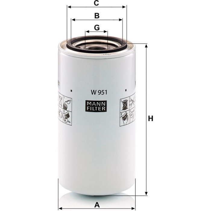 MANN-FILTER Ölfilter LKW W 951 MANN-FILTER Ölfilter LKW W 951