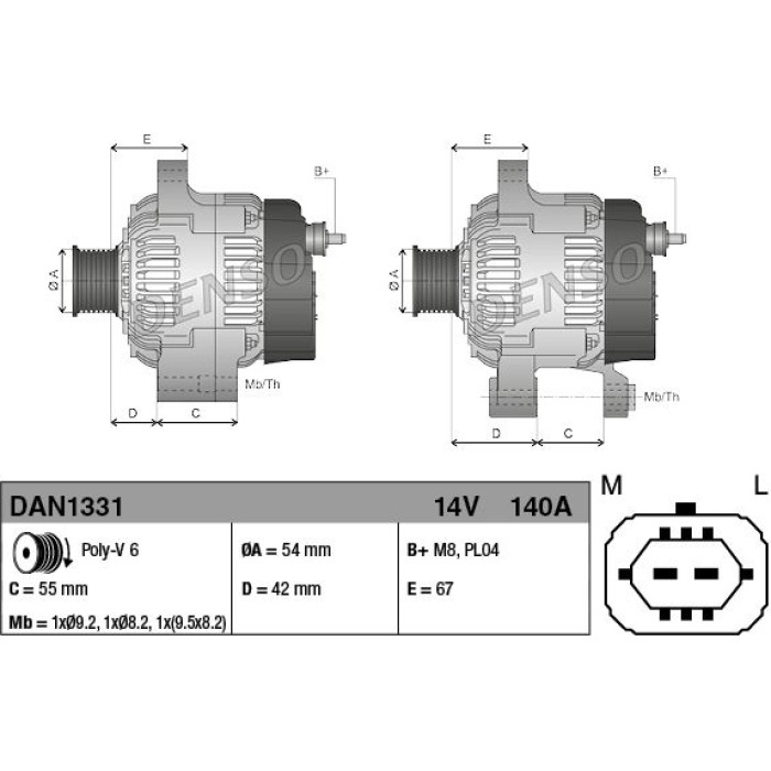 Denso Lichtmaschine DAN1331 Denso Lichtmaschine DAN1331