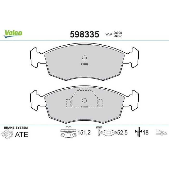 Valeo Bremsbelagsatz 598335 Valeo Bremsbelagsatz 598335