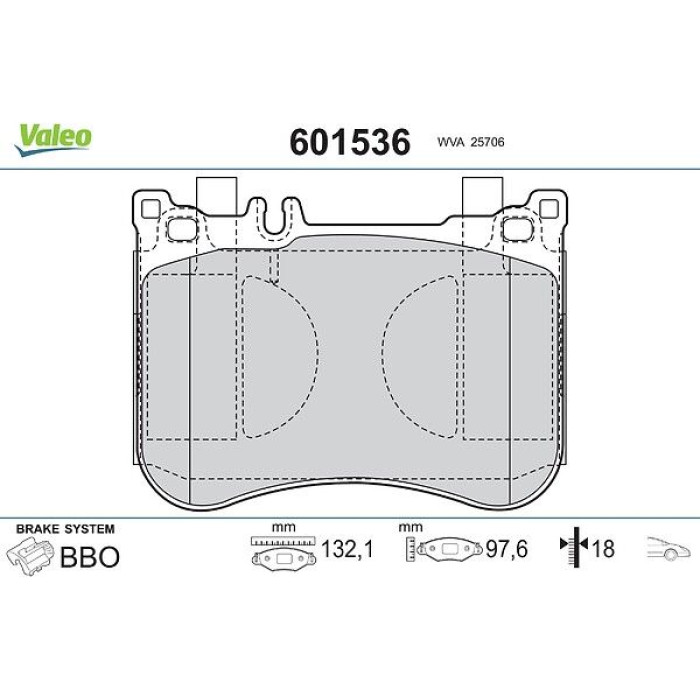 Valeo Bremsbelagsatz 601536 Valeo Bremsbelagsatz 601536