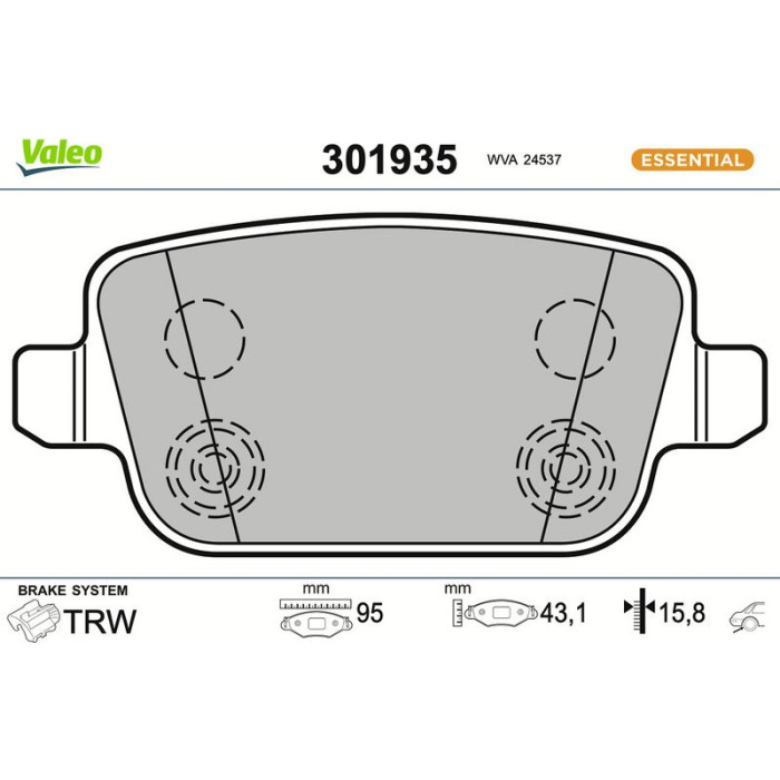 301935 Valeo Bremsbelagsatz 301935 301935 Valeo Bremsbelagsatz 301935