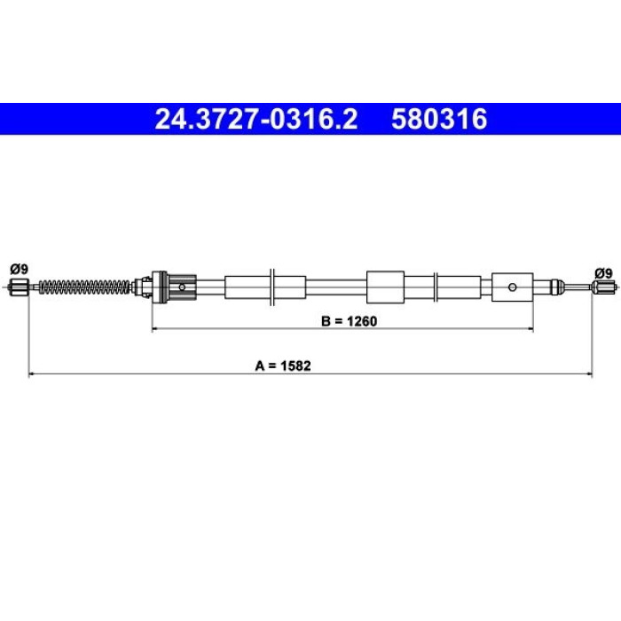 ATE Handbremsseil 24.3727-0316.2 ATE Handbremsseil 24.3727-0316.2