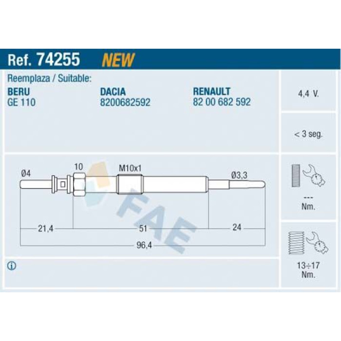 FAE Glühkerze 74255 FAE Glühkerze 74255