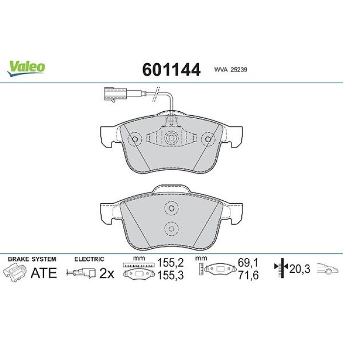 Valeo Bremsbelagsatz 601144 Valeo Bremsbelagsatz 601144