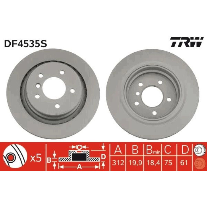 TRW Bremsscheibe DF4535S TRW Bremsscheibe DF4535S