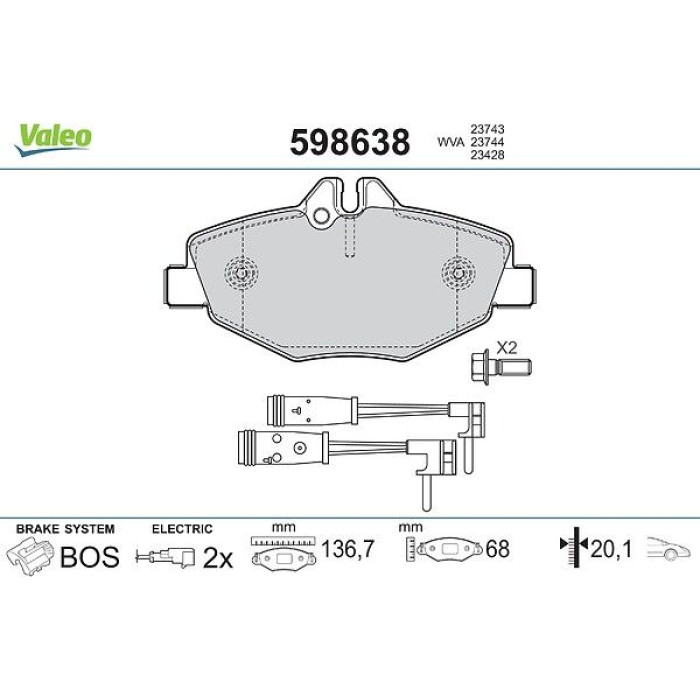 Valeo Bremsbelagsatz 598638 Valeo Bremsbelagsatz 598638