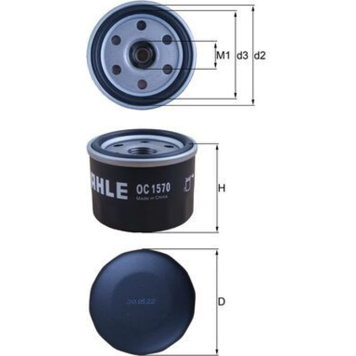 OC 1570 MAHLE Ölfilter OC 1570, Anschraubfilter, Höhe 51,5 mm – u. a. für Suzuki Ignis III (MF, FF), Swift V (AZ), VI (ZD_, ZC_) – OE Nummer 1651084M00 - l OC 1570 MAHLE Ölfilter OC 1570, Anschraubfilter, Höhe 51,5 mm – u. a. für Suzuki Ignis III (MF, FF), Swift V (AZ), VI (ZD_, ZC_) – OE Nummer 1651084M00 - l
