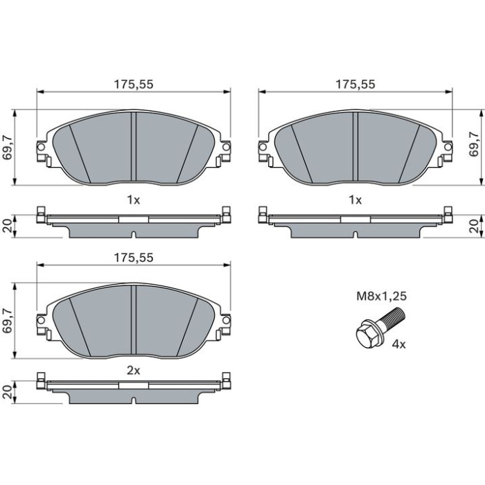Bosch Bremsbelagsatz Scheibenbremse 0 986 424 628 Bosch Bremsbelagsatz Scheibenbremse 0 986 424 628