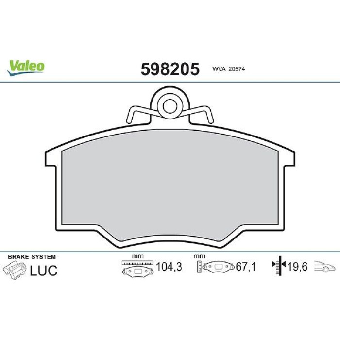 Valeo Bremsbelagsatz 598205 Valeo Bremsbelagsatz 598205