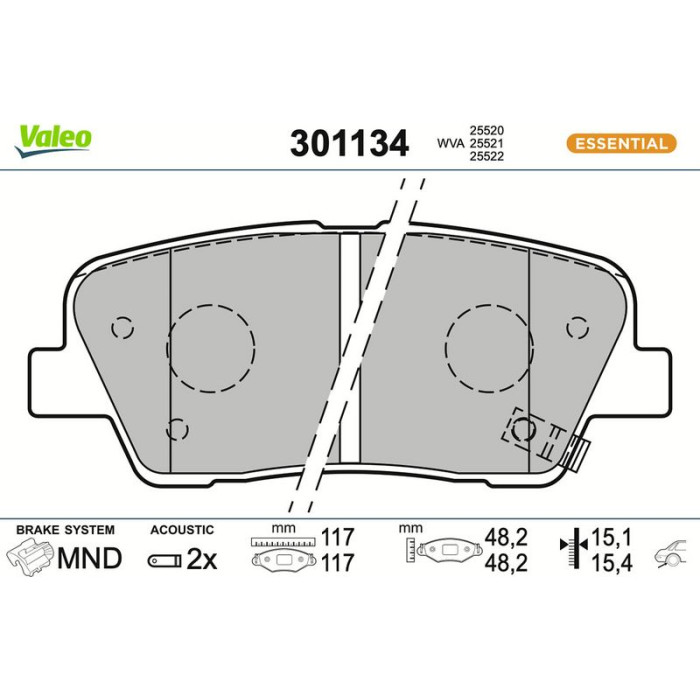 Valeo Bremsbelagsatz 301134 Valeo Bremsbelagsatz 301134