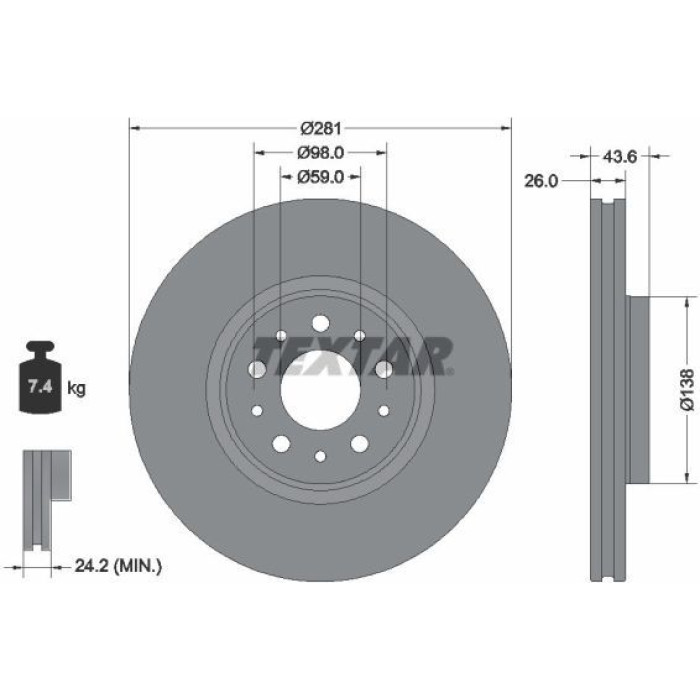 Textar Bremsscheibe 92349303 Textar Bremsscheibe 92349303