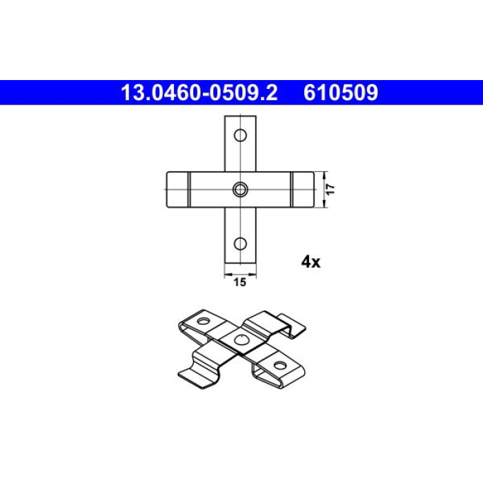 ATE Zubehörsatz Bremsbeläge 13.0460-0509.2 ATE Zubehörsatz Bremsbeläge 13.0460-0509.2