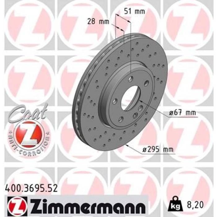 Zimmermann Bremsscheibe Vorderachse Sport 400.3695.52 Zimmermann Bremsscheibe Vorderachse Sport 400.3695.52