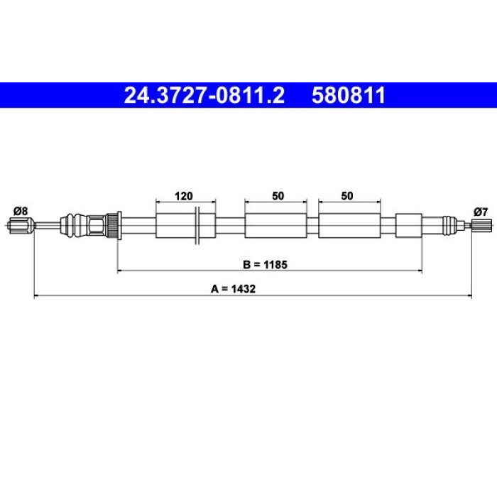 ATE Handbremsseil 24.3727-0811.2 ATE Handbremsseil 24.3727-0811.2