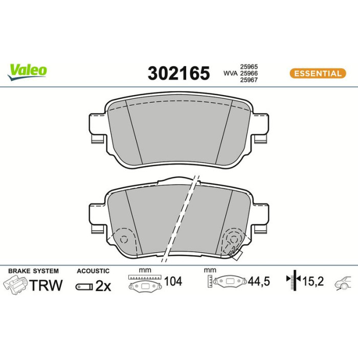 Valeo Bremsbelagsatz 302165 Valeo Bremsbelagsatz 302165