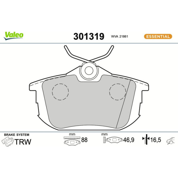 Valeo Bremsbelagsatz 301319 Valeo Bremsbelagsatz 301319