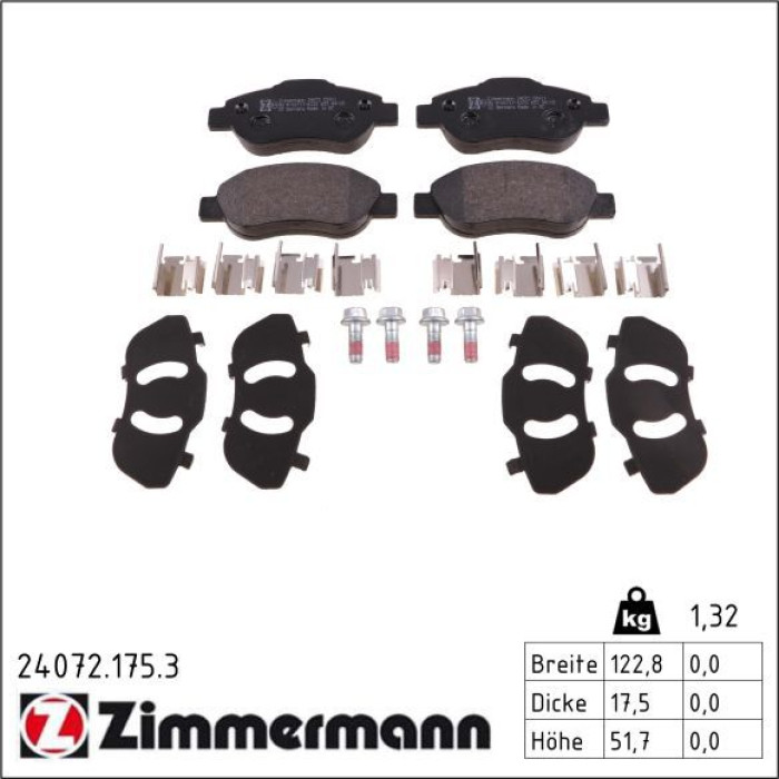 24072.175.3 ZIMMERMANN Bremsbeläge 24072.175.3 24072.175.3 ZIMMERMANN Bremsbeläge 24072.175.3