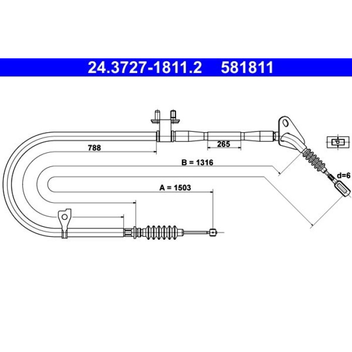 ATE Handbremsseil 24.3727-1811.2 ATE Handbremsseil 24.3727-1811.2