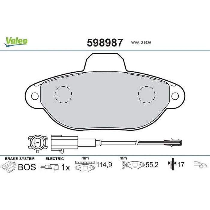 Valeo Bremsbelagsatz 598987 Valeo Bremsbelagsatz 598987