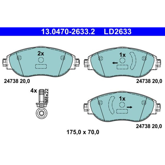 ATE Bremsbelagsatz 13.0470-2633.2 ATE Bremsbelagsatz 13.0470-2633.2