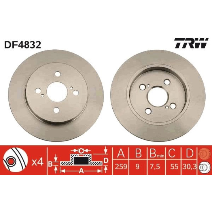 TRW Bremsscheibe Toyota Yaris DF4832 TRW Bremsscheibe Toyota Yaris DF4832