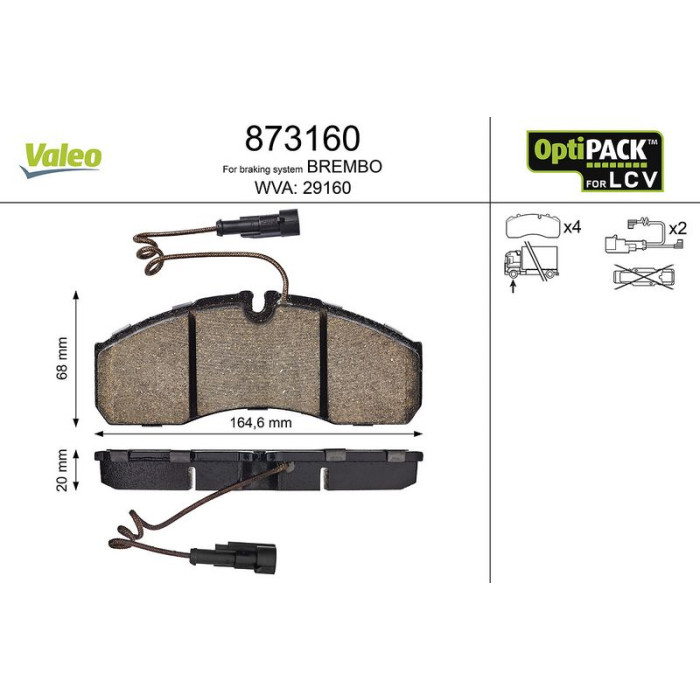 Valeo Bremsbelagsatz 873160 Valeo Bremsbelagsatz 873160
