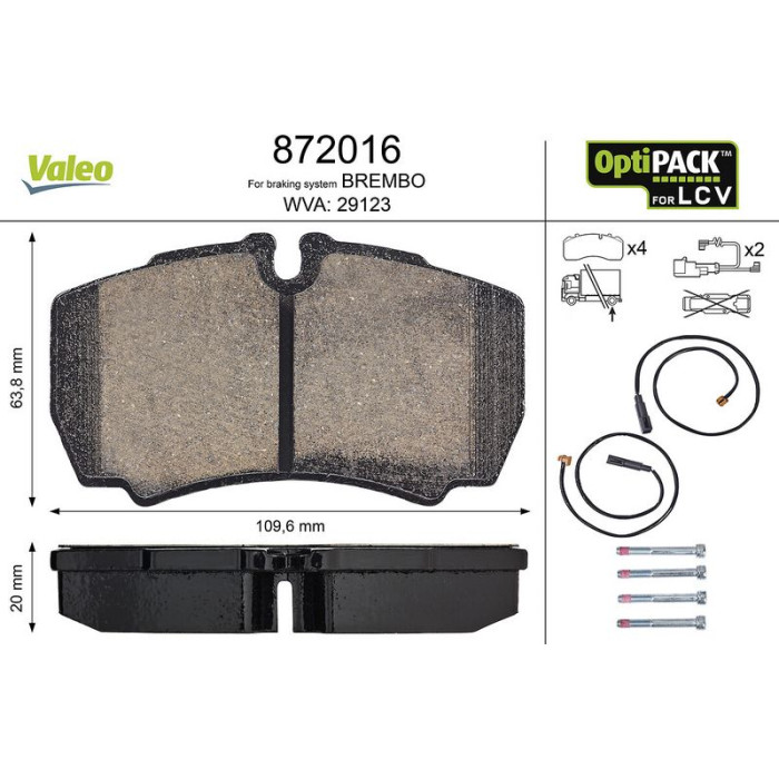 Valeo Bremsbelagsatz 872016 Valeo Bremsbelagsatz 872016