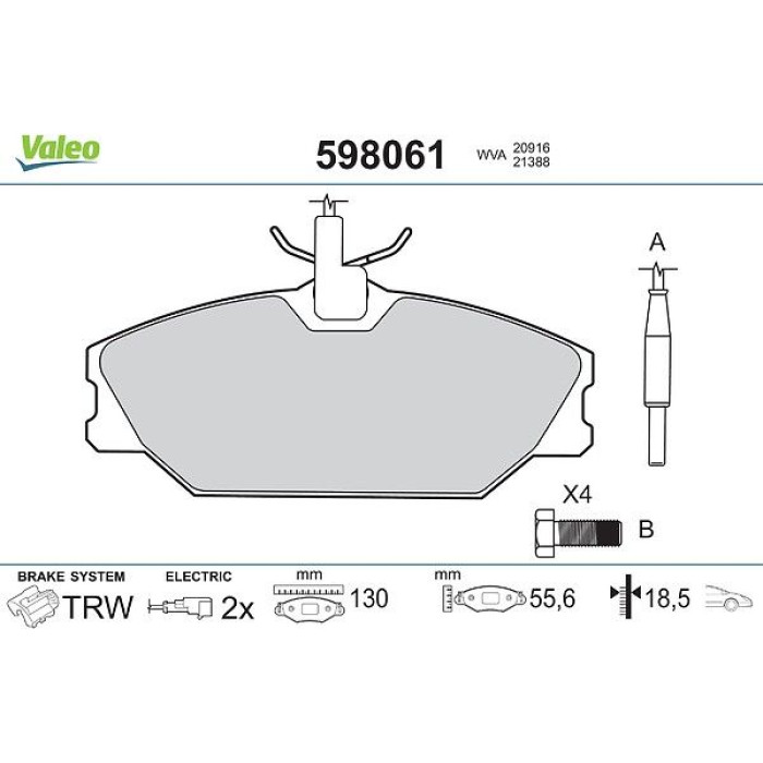 Valeo Bremsbelagsatz 598061 Valeo Bremsbelagsatz 598061
