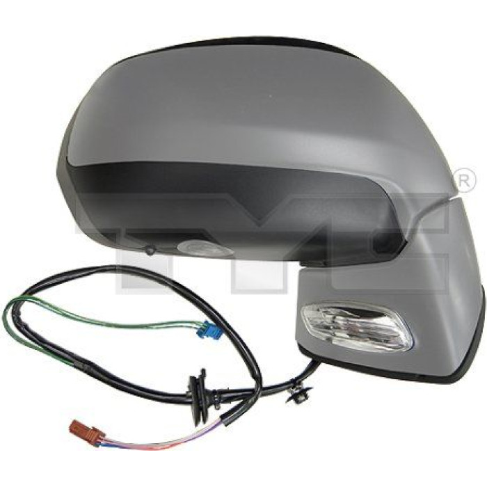 TYC Außenspiegel rechts elektrisch verstellbar, grundiert, konvex, beheizbar, mit Temperatursensor, mit Blinker, mit Umfeldbeleuchtung 305-0123 OE Nummer 8153G9 - l