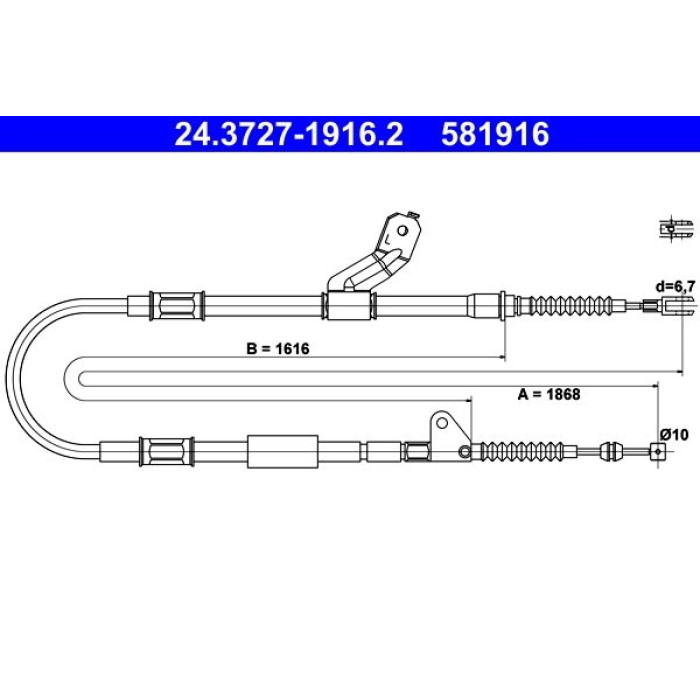 ATE Handbremsseil 24.3727-1916.2 ATE Handbremsseil 24.3727-1916.2