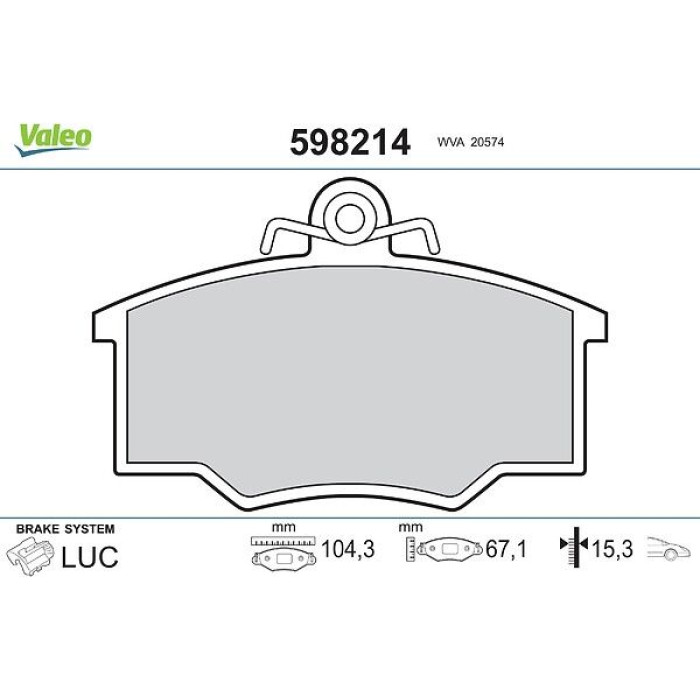 Valeo Bremsbelagsatz 598214 Valeo Bremsbelagsatz 598214
