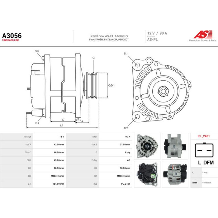 A3056 AS-PL Lichtmaschine (Generator) A3056